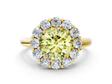 Yellow gold Fancy Yellow Round  Halo Cluster Diamond Engagement Ring with Prong Setting and Polished Band_19