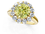 Yellow gold Fancy Yellow Round  Halo Cluster Diamond Engagement Ring with Prong Setting and Polished Band_20