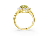 Yellow gold Fancy Yellow Round  Halo Cluster Diamond Engagement Ring with Prong Setting and Polished Band_22