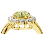 Yellow gold Fancy Yellow Round  Halo Cluster Diamond Engagement Ring with Prong Setting and Polished Band_23