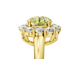 Yellow gold Fancy Yellow Round  Halo Cluster Diamond Engagement Ring with Prong Setting and Polished Band_24