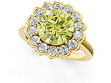 Yellow gold Fancy Yellow Round  Halo Cluster Diamond Engagement Ring with Solitaire Band and Prong Setting_48