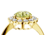 Yellow gold Fancy Yellow Round  Halo Cluster Diamond Engagement Ring with Solitaire Band and Prong Setting_51