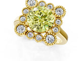 Yellow gold Fancy Yellow Round  Halo Diamond Cluster Engagement Ring with Milgrain Bezel Setting and Solitaire Band_82