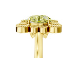 Yellow gold Fancy Yellow Round  Halo Diamond Cluster Engagement Ring with Milgrain Bezel Setting and Solitaire Band_86