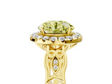 Yellow gold Fancy Yellow Round  Halo Diamond Engagement Ring with Filigree Band and Four-Prong Setting_98