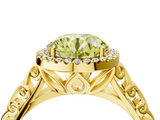 Yellow gold Fancy Yellow Round  Halo Diamond Engagement Ring with Intricate Filigree Band and Four-Prong Setting_4