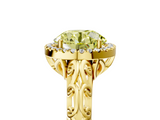 Yellow gold Fancy Yellow Round  Halo Diamond Engagement Ring with Intricate Filigree Band and Four-Prong Setting_5