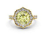 Yellow gold Fancy Yellow Round  Halo Diamond Engagement Ring with Milgrain Band and Four-Prong Setting_17