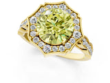 Yellow gold Fancy Yellow Round  Halo Diamond Engagement Ring with Milgrain Band and Four-Prong Setting_18