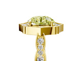 Yellow gold Fancy Yellow Round  Halo Diamond Engagement Ring with Milgrain Band and Four-Prong Setting_22