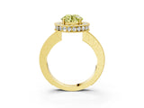 Yellow gold Fancy Yellow Round  Halo Diamond Engagement Ring with Milgrain Pave Band and Four-Prong Setting_138