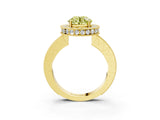 Yellow gold Fancy Yellow Round  Halo Diamond Engagement Ring with Milgrain Pave Band and Four-Prong Setting_15