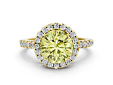 Yellow gold Fancy Yellow Round  Halo Diamond Engagement Ring with Pavé Band and Four-Prong Setting_87