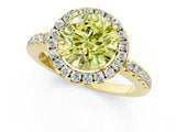 Yellow gold Fancy Yellow Round  Halo Diamond Engagement Ring with Pavé Band and Four-Prong Setting_88
