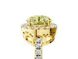 Yellow gold Fancy Yellow Round  Halo Diamond Engagement Ring with Pavé Band and Four-Prong Setting_92