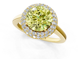 Yellow gold Fancy Yellow Round  Halo Diamond Engagement Ring with Solitaire Band and Four-Prong Setting_1