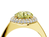 Yellow gold Fancy Yellow Round  Halo Diamond Engagement Ring with Solitaire Band and Four-Prong Setting_4