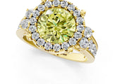 Yellow gold Fancy Yellow Round  Halo Diamond Engagement Ring with Split Shank and Four-Prong Setting 1