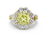 Yellow gold Fancy Yellow Round  Halo Diamond Engagement Ring with Split Shank and Prong Setting_29