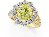 Yellow gold Fancy Yellow Round  Halo Diamond Engagement Ring with Split Shank and Prong Setting_30