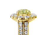 Yellow gold Fancy Yellow Round  Halo Diamond Engagement Ring with Split Shank and Prong Setting_34
