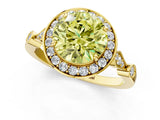 Yellow gold Fancy Yellow Round  Halo Diamond Engagement Ring with Twisted Band and Four-Prong Setting 1