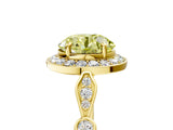Yellow gold Fancy Yellow Round  Halo Diamond Engagement Ring with Twisted Band and Four-Prong Setting 5