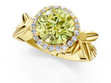 Yellow gold Fancy Yellow Round  Halo Diamond Floral Band with Four-Prong Setting_36