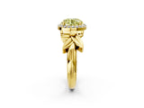 Yellow gold Fancy Yellow Round  Halo Diamond Floral Band with Four-Prong Setting_37