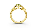 Yellow gold Fancy Yellow Round  Halo Diamond Floral Band with Four-Prong Setting_38