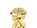 Yellow gold Fancy Yellow Round  Halo Diamond Floral Band with Four-Prong Setting_40