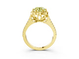Yellow gold Fancy Yellow Round  Halo Diamond Floral Split Shank Engagement Ring 3
