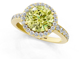 Yellow gold Fancy Yellow Round  Halo Diamond Pavé Band Ring with Prong Setting_1