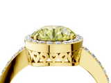 Yellow gold Fancy Yellow Round  Halo Diamond Pavé Band Ring with Prong Setting_4