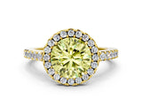 Yellow gold Fancy Yellow Round  Halo Diamond Pavé Solitaire Ring_73