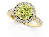 Yellow gold Fancy Yellow Round  Halo Diamond Pavé Solitaire Ring_74