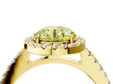 Yellow gold Fancy Yellow Round  Halo Diamond Pavé Solitaire Ring_77