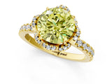 Yellow gold Fancy Yellow Round  Halo Diamond Pave Band Ring with Four-Prong Setting_16