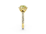 Yellow gold Fancy Yellow Round  Halo Diamond Pave Band Ring with Four-Prong Setting_17