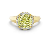 Yellow gold Fancy Yellow Round  Halo Diamond Ring with Cathedral Band and Four-Prong Setting_30