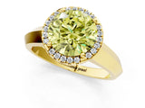Yellow gold Fancy Yellow Round  Halo Diamond Ring with Cathedral Band and Four-Prong Setting_31