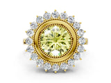 Yellow gold Fancy Yellow Round  Halo Diamond Ring with Milgrain Edge and Round Prong Setting_24