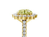 Yellow gold Fancy Yellow Round  Halo Diamond Ring with Pavé Band and Prong Setting_5