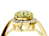 Yellow gold Fancy Yellow Round  Halo Diamond Ring with Split Shank and Four-Prong Setting_4