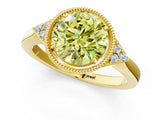 Yellow gold Fancy Yellow Round  Halo Diamond Ring with Tapered Band and Four-Prong Setting_349