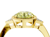 Yellow gold Fancy Yellow Round  Halo Diamond Ring with Tapered Band and Four-Prong Setting_352