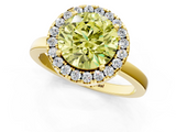 Yellow gold Fancy Yellow Round  Halo Diamond Solitaire with Pavé Band and Four-Prong Setting_1
