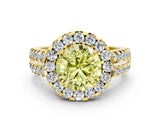 Yellow gold Fancy Yellow Round  Halo Diamond Split Shank Engagement Ring with Prong Setting_75