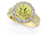 Yellow gold Fancy Yellow Round  Halo Diamond Split Shank Engagement Ring with Prong Setting_76